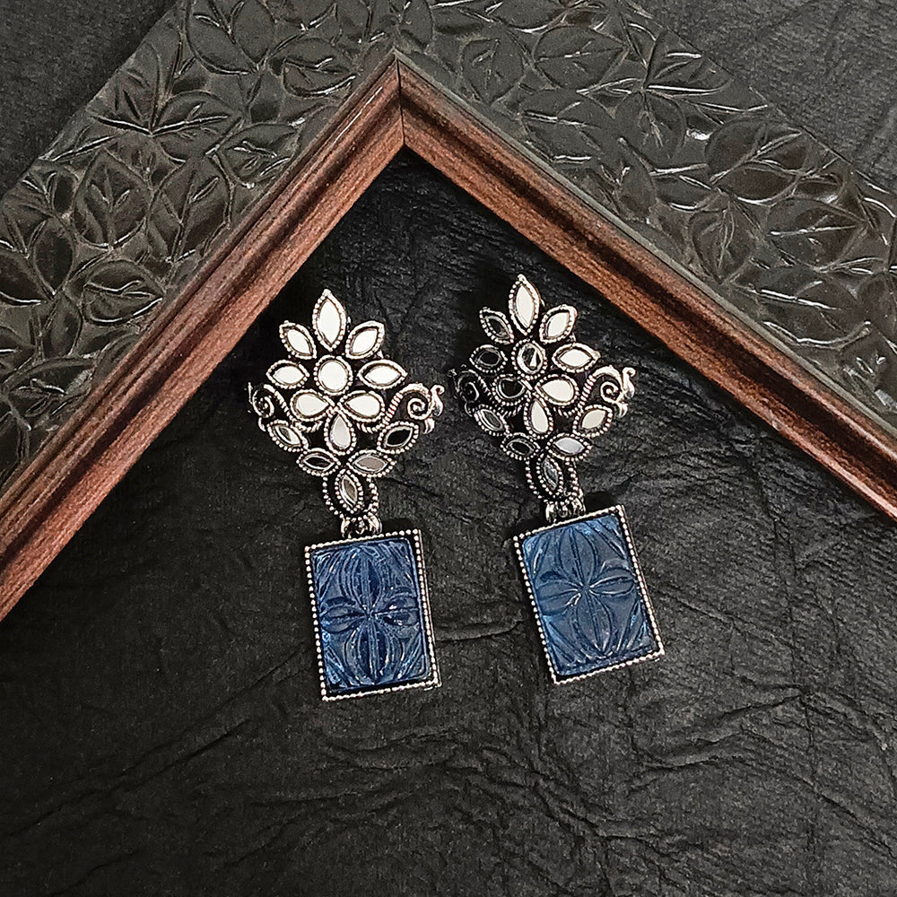 Darshana Jewels Oxidised Plated Mirror Work Earrings