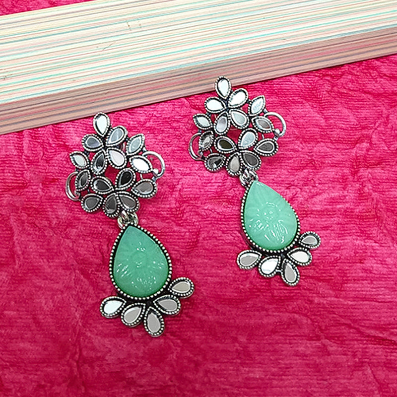 Darshana Jewels Oxidised Plated Mirror Work Earrings