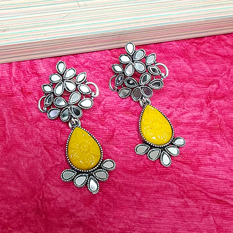 Darshana Jewels Oxidised Plated Mirror Work Earrings