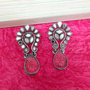 Darshana Jewels Oxidised Plated Mirror Work Earrings