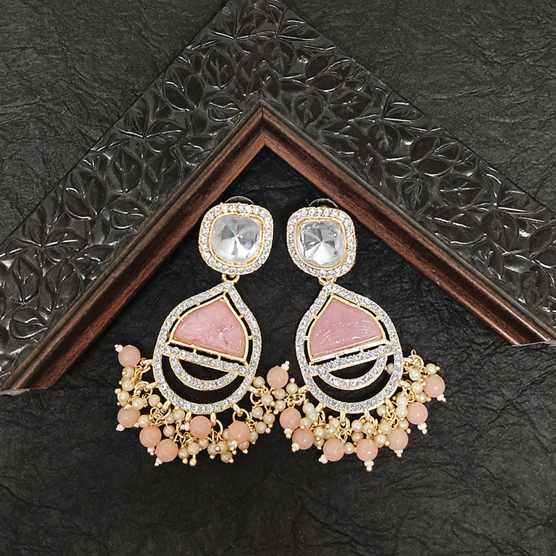 Darshana Jewels Gold Plated Crystal Stone Dangler Earrings