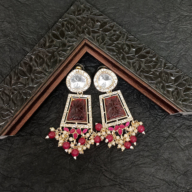 Darshana Jewels Gold Plated Crystal Stone Dangler Earrings