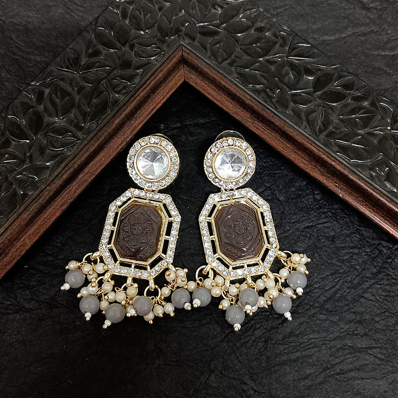 Darshana Jewels Gold Plated Crystal Stone Dangler Earrings