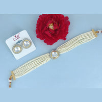 Corbeda Fashion Gold Plated Crystal And Pearl Choker Necklace Set