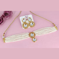 Corbeda Fashion Gold Plated Crystal And Pearl Choker Necklace Set