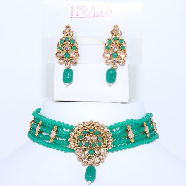 Corbeda Fashion Gold Plated Kundan And Pearl Choker Necklace Set