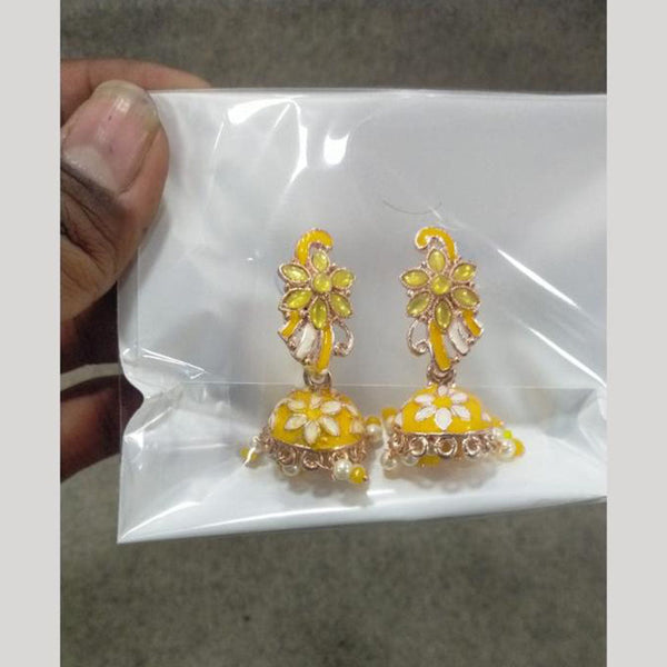 Corbeda Fashion Gold Plated Pota Stone And Pearls Meenakari Jhummki  Earrings