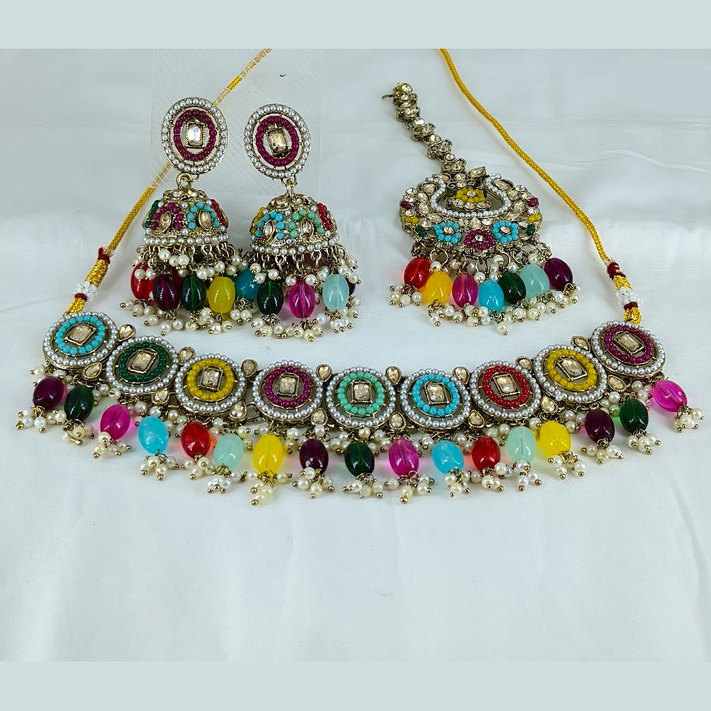 Corbeda Fashion Elegant Gold Plated Sparkling Austrian Stones And Beads Necklace Set