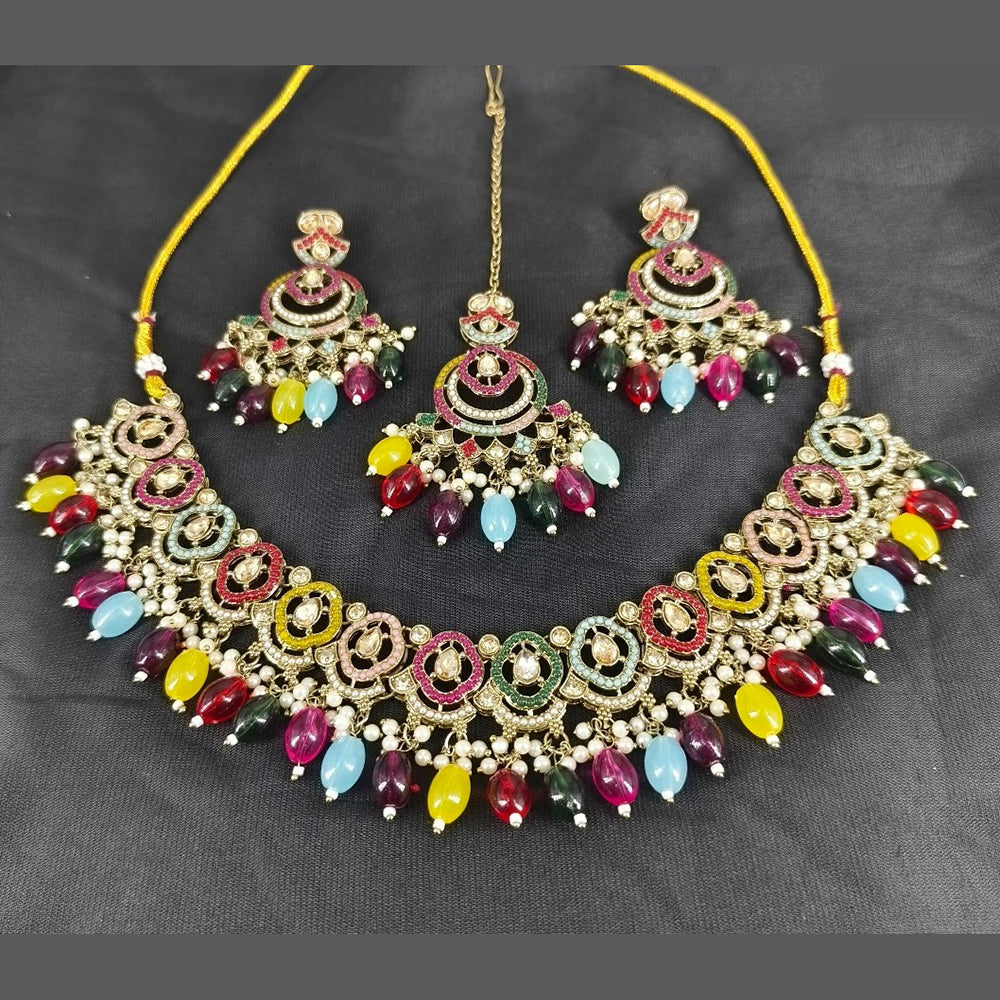 Corbeda Fashion Elegant Gold Plated Sparkling Austrian Stones And Beads Necklace Set