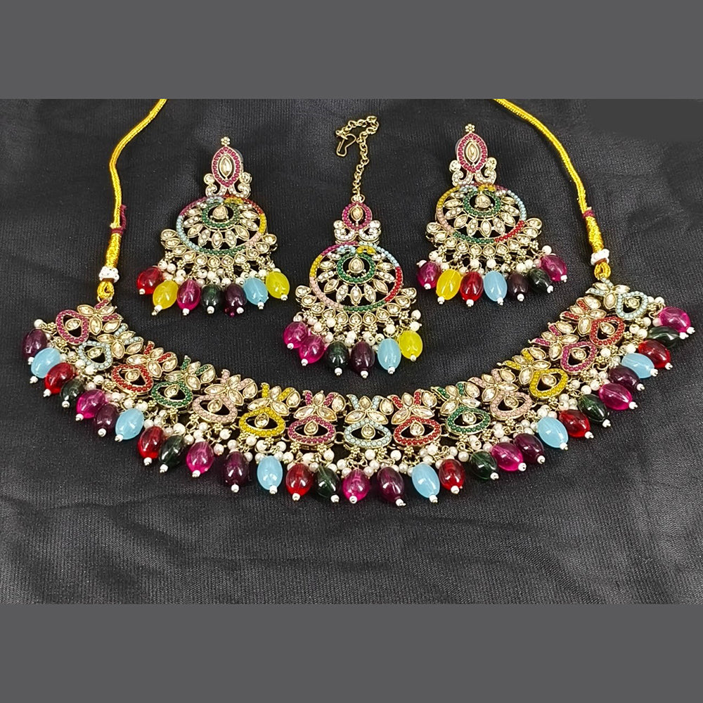 Corbeda Fashion Elegant Gold Plated Sparkling Austrian Stones And Beads Necklace Set