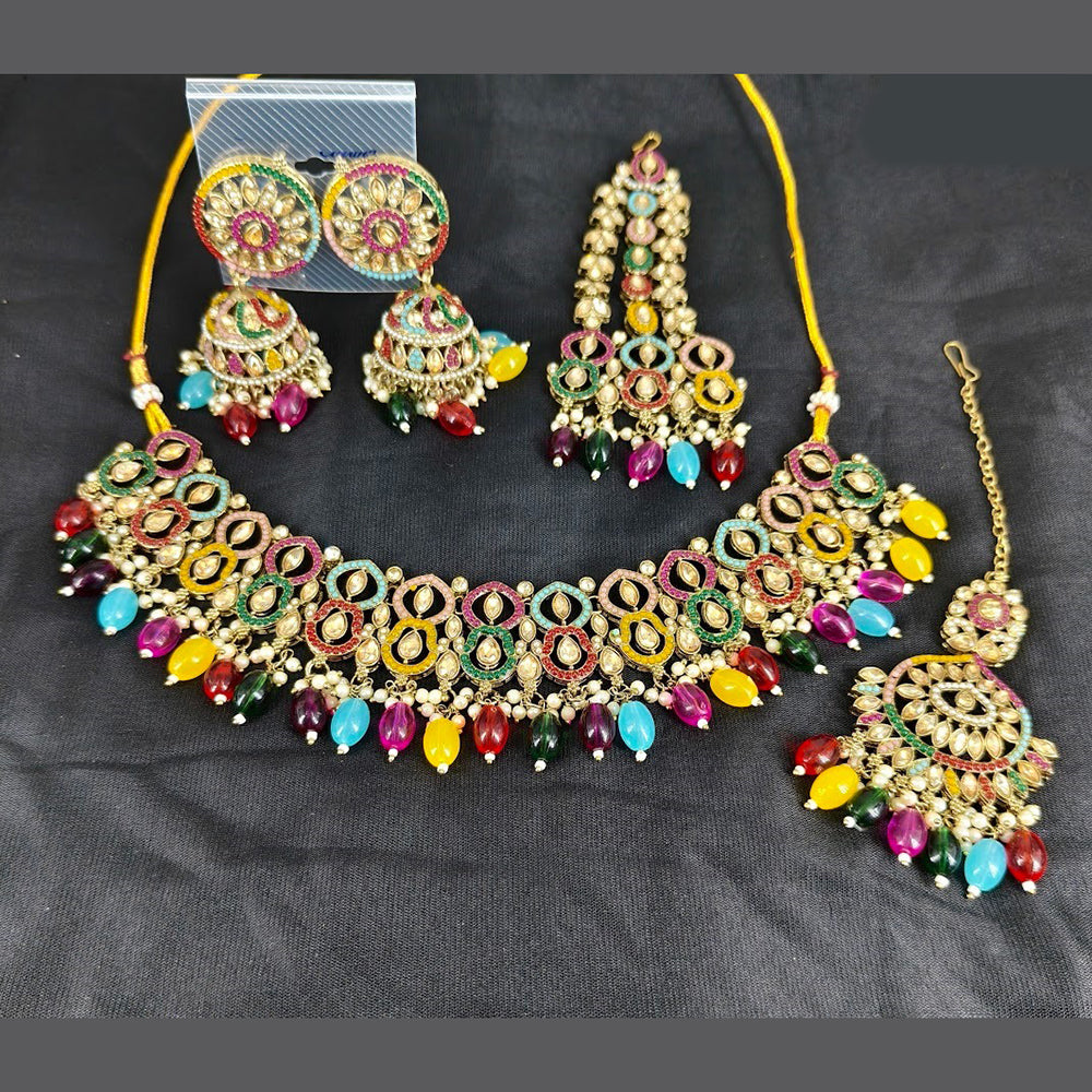 Corbeda Fashion Elegant Gold Plated Sparkling Austrian Stones And Beads Necklace Set