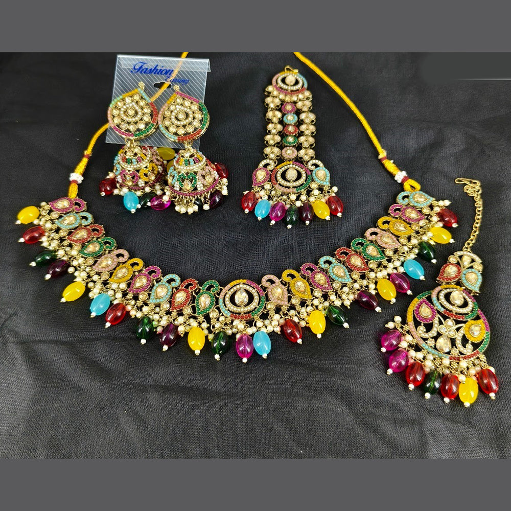 Corbeda Fashion Elegant Gold Plated Sparkling Austrian Stones And Beads Necklace Set