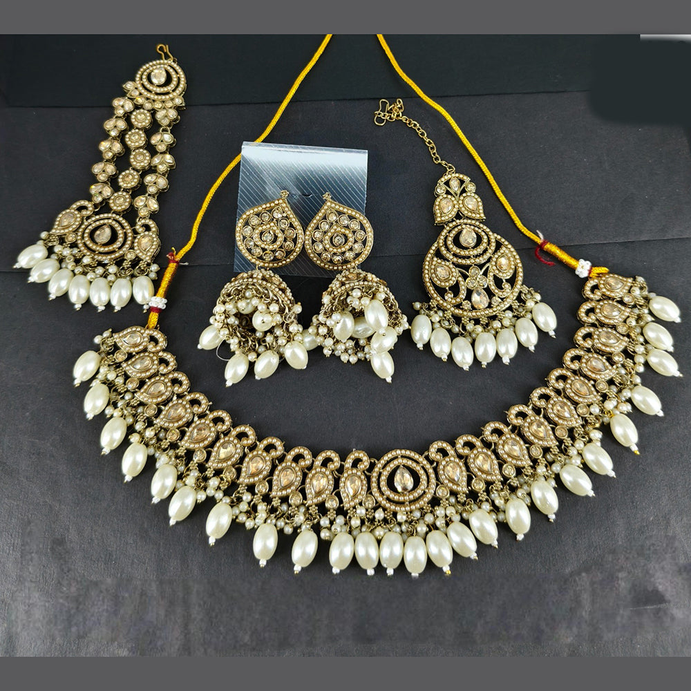Corbeda Fashion Elegant Gold Plated Sparkling Austrian Stones And Beads Necklace Set