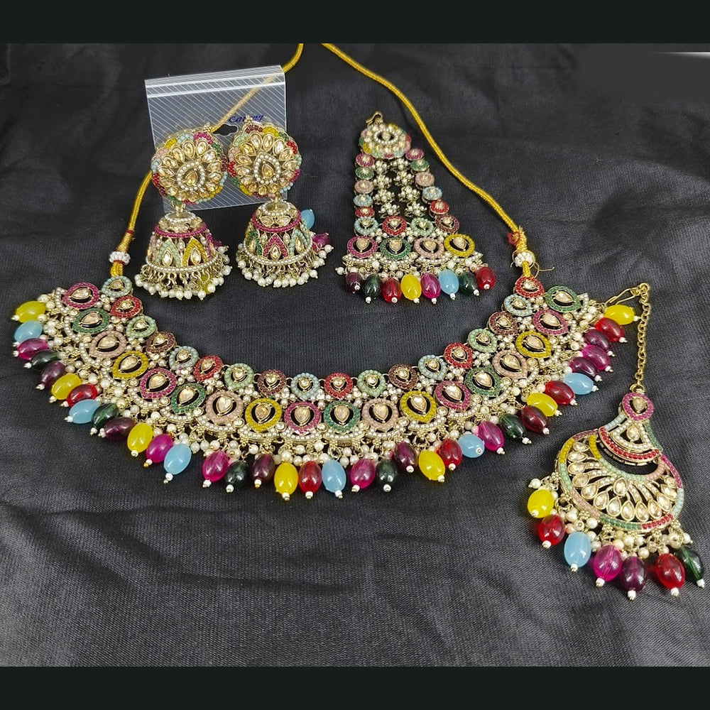 Corbeda Fashion Elegant Gold Plated Sparkling Austrian Stones And Beads Necklace Set
