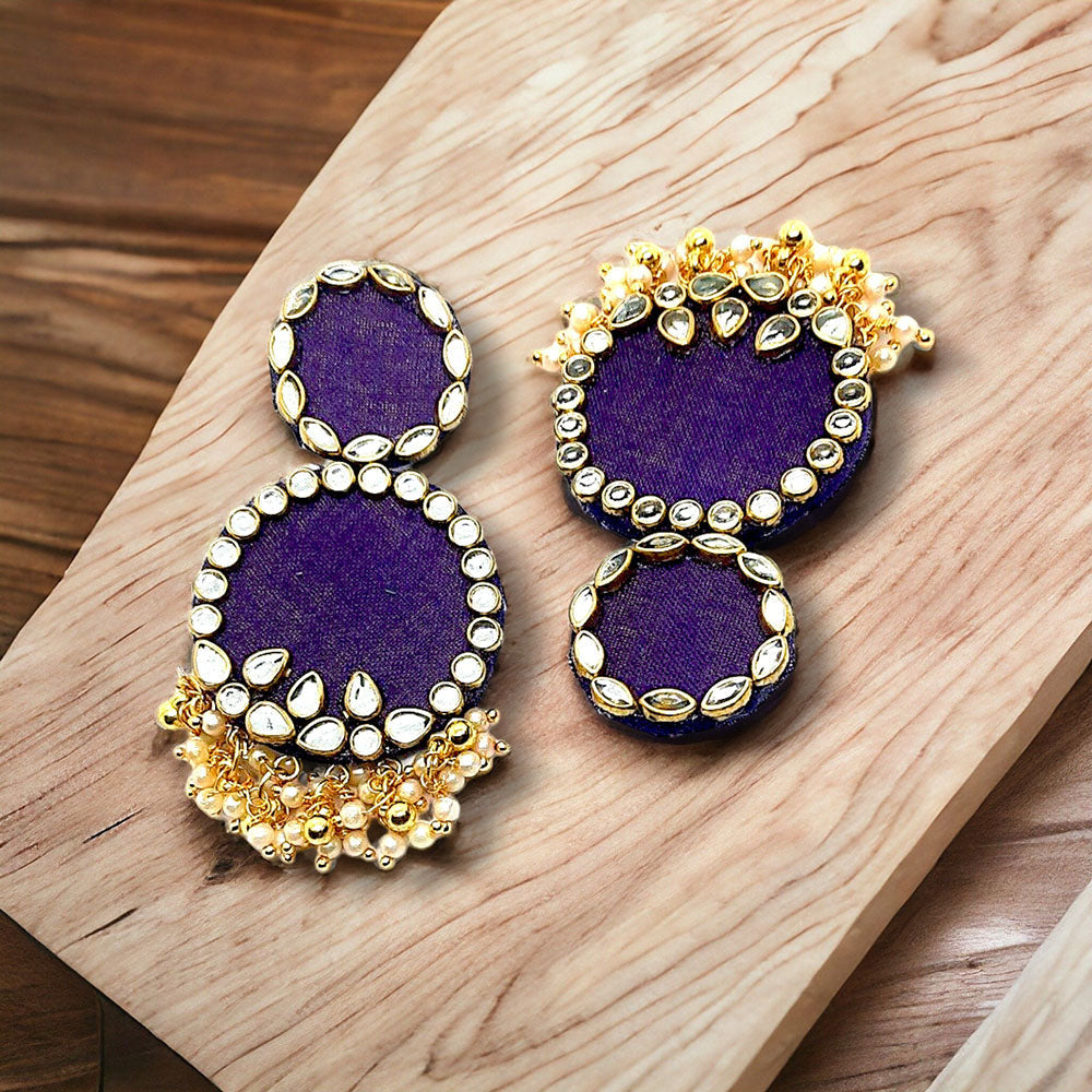 Handmade For Her  Women's Handmade Purple Fabric Earrings