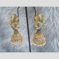 Infinity Jewels Gold Plated Crystal Stone And Meenakari Jhumki Earrings