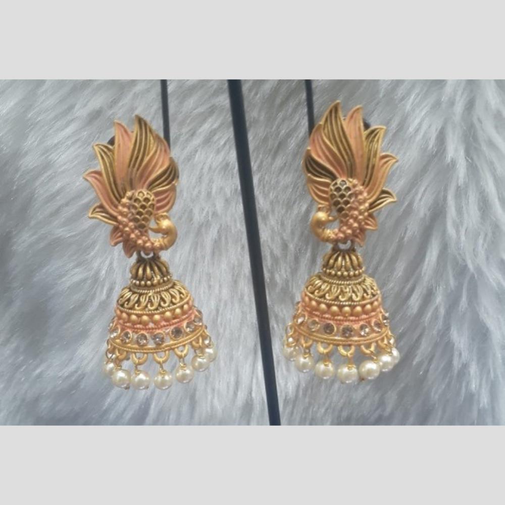 Infinity Jewels Gold Plated Crystal Stone And Meenakari Jhumki Earrings