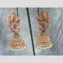 Infinity Jewels Gold Plated Crystal Stone And Meenakari Jhumki Earrings