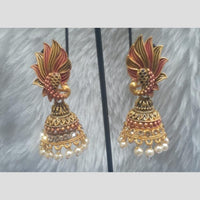 Infinity Jewels Gold Plated Crystal Stone And Meenakari Jhumki Earrings