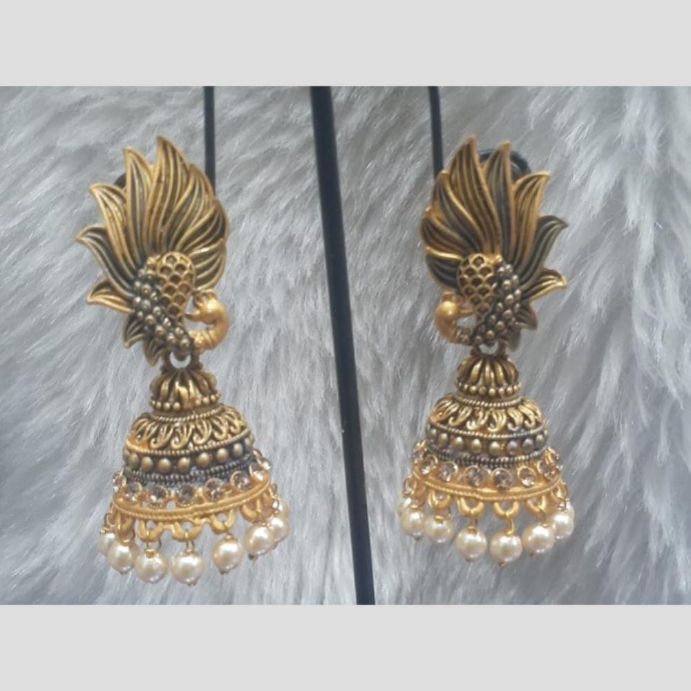 Infinity Jewels Gold Plated Crystal Stone And Meenakari Jhumki Earrings