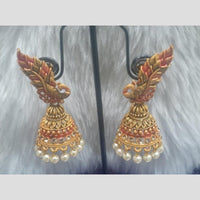 Infinity Jewels Gold Plated Crystal Stone And Meenakari Jhumki Earrings