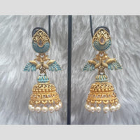 Infinity Jewels Gold Plated Crystal Stone And Meenakari Jhumki Earrings