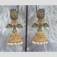 Infinity Jewels Gold Plated Crystal Stone And Meenakari Jhumki Earrings