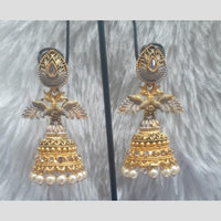 Infinity Jewels Gold Plated Crystal Stone And Meenakari Jhumki Earrings