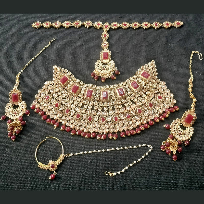 Kumavat Jewels Gold Plated Crystal Stone Choker Necklace Set