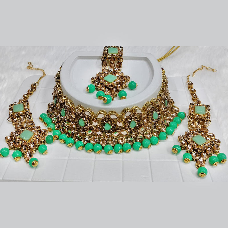 Kumavat Jewels Gold Plated Kundan Stone Choker Necklace Set