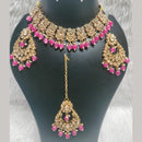 Kumavat Jewels Gold Plated Crystal Stone And Pearls Choker Necklace Set