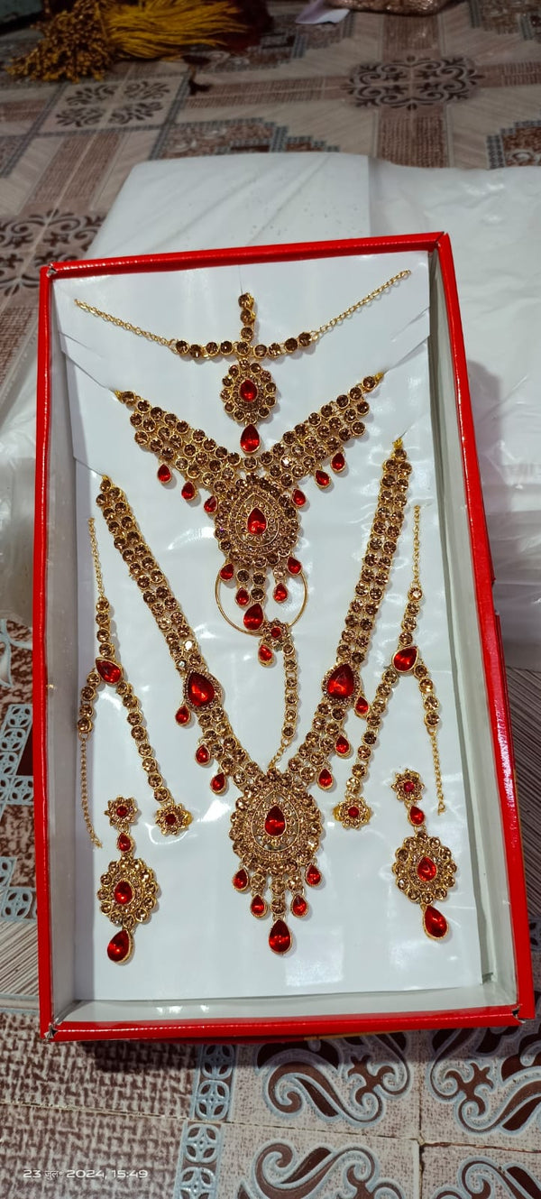 Kumavat Jewels Gold Plated Austrian Stone Gold Plated Bridal Set