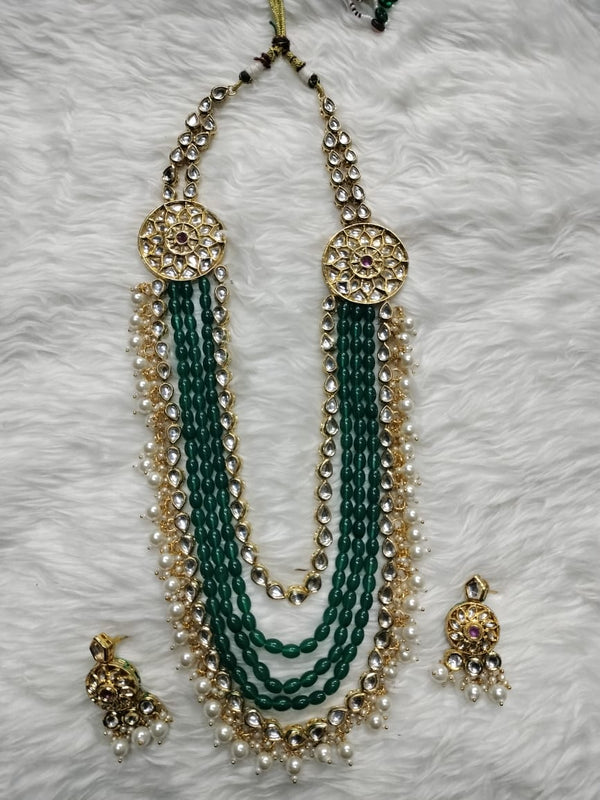 Kumavat Jewels Gold Plated Kundan Stone Gold Plated Bridal Set