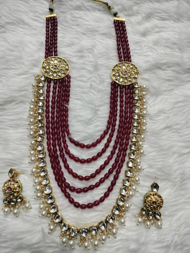 Kumavat Jewels Gold Plated Kundan Stone Gold Plated Bridal Set