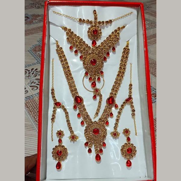 Kumavat Jewels Gold Plated Austrian Stone And Beads Bridal Set