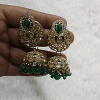 Kumavat Jewels Gold Plated Crystal Stone And Beads Jhumki Earrings