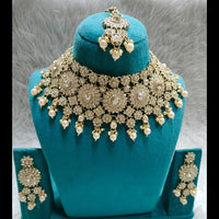 Kumavat Jewels Gold Plated Crystal Stone And Pearl Choker Necklace Set