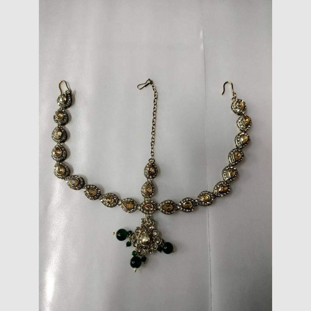 Kumavat Jewels Bridal Austrian Stone And Pearl Traditional Damini Headpiece