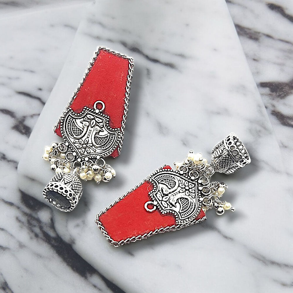 Bajana Lifestyle Women's Handmade Red Fabric Earring