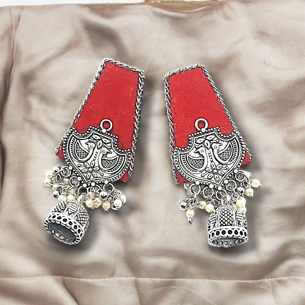 Handmade For Her  Women's Handmade Red Fabric Earring