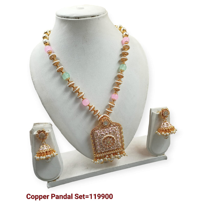 Padmawati Bangles Copper Gold Long Necklace Set