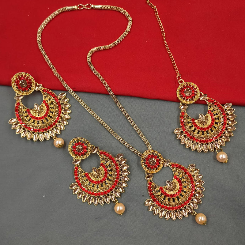 Padmawati Bangles Gold Plated Crystal Stone Pendant Set