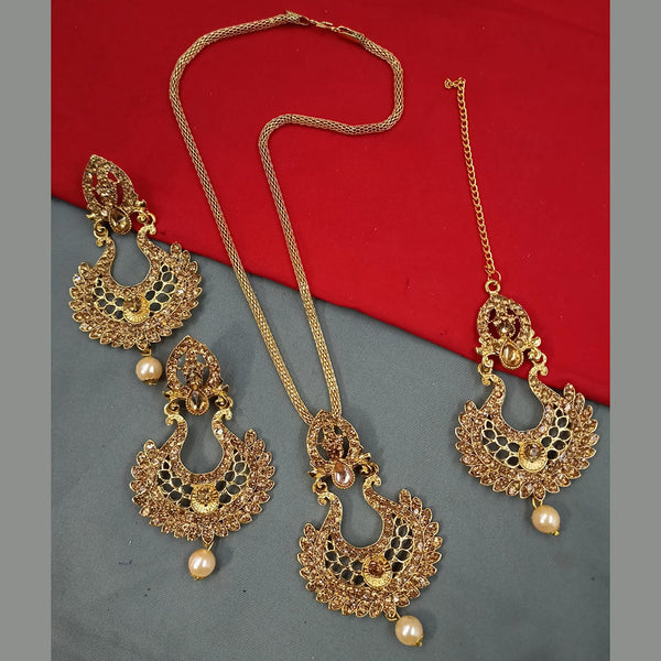 Padmawati Bangles Gold Plated Crystal Stone Pendant Set