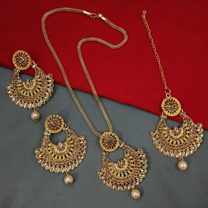 Padmawati Bangles Gold Plated Crystal Stone Pendant Set