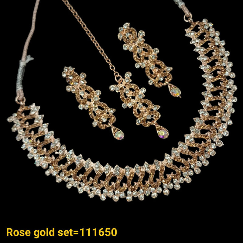 Padmawati Bangles Rose Gold Plated Austrian Stone Necklace Set