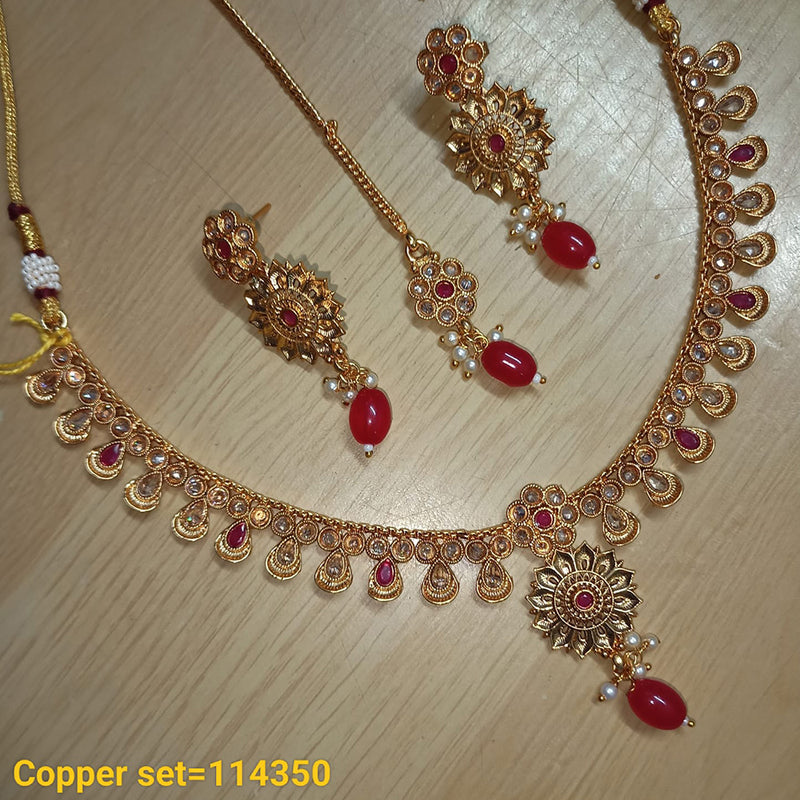 Padmawati Bangles Copper Gold Plated Crystal Stone Necklace Set