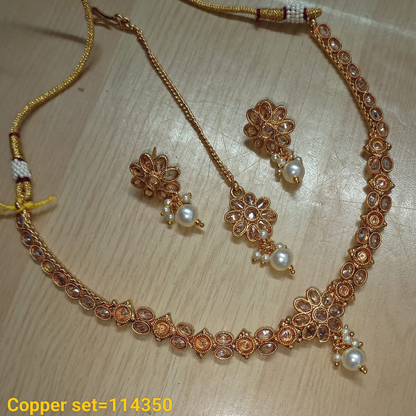 Padmawati Bangles Copper Gold Plated Crystal Stone Necklace Set