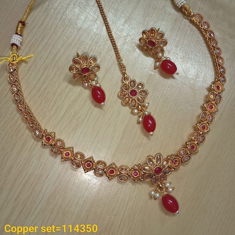 Padmawati Bangles Copper Gold Plated Crystal Stone Necklace Set