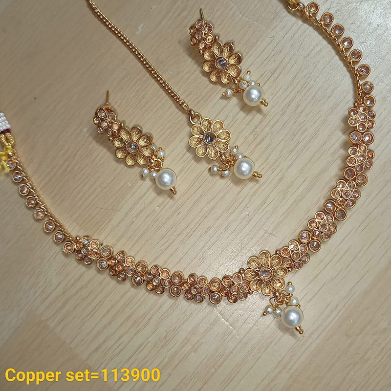 Padmawati Bangles Copper Gold Plated Crystal Stone Necklace Set