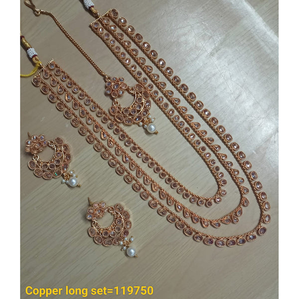 Padmawati Bangles Copper Gold Crystal Stone Long Necklace Set